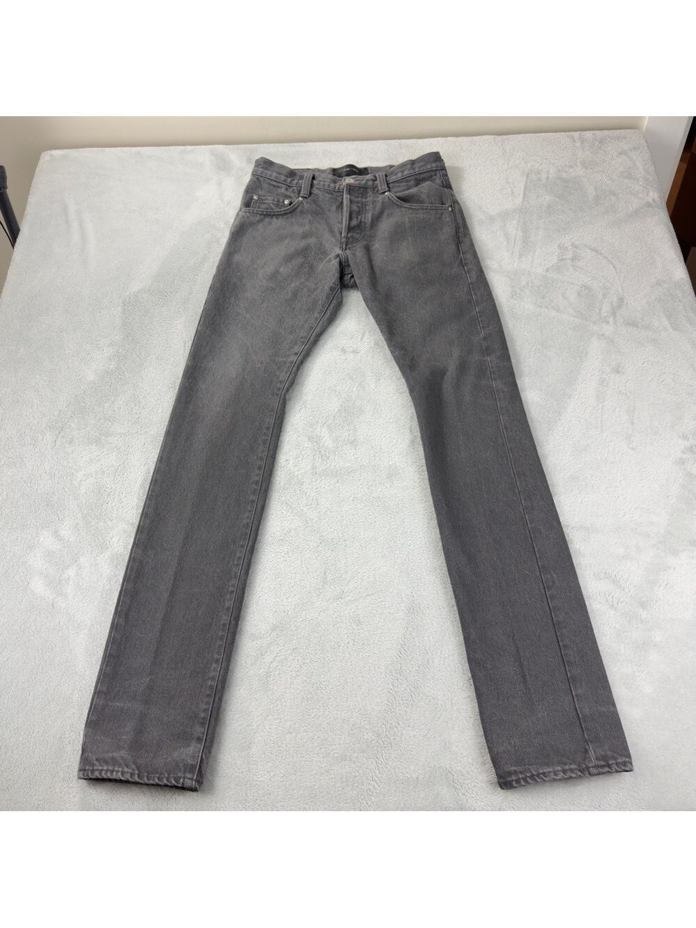 Wings and Horns Men's Black Grey Denim Jeans Size 30x34 Button Fly Slim
